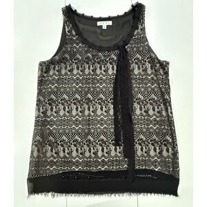 Cabi Emily 552 Black Lace Tank Top Womens Size L Sleeveless 284